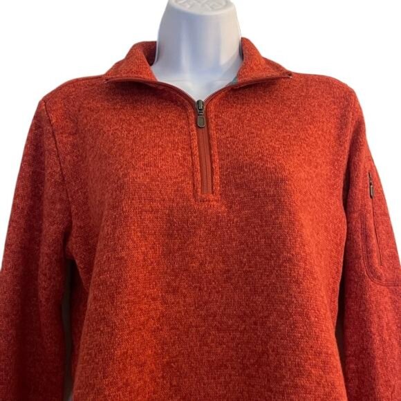 Orvis Burnt Orange and Teal 1/4 Zip Sweater Pockets, Small - Picture 3 of 6